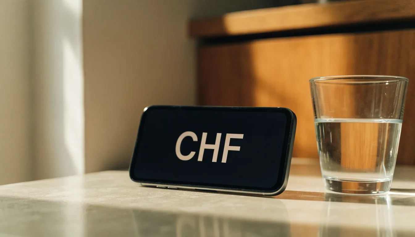 Ein geschlossener Laptop steht neben einem Glas Wasser auf einem Küchentisch im Licht des frühen Morgens.