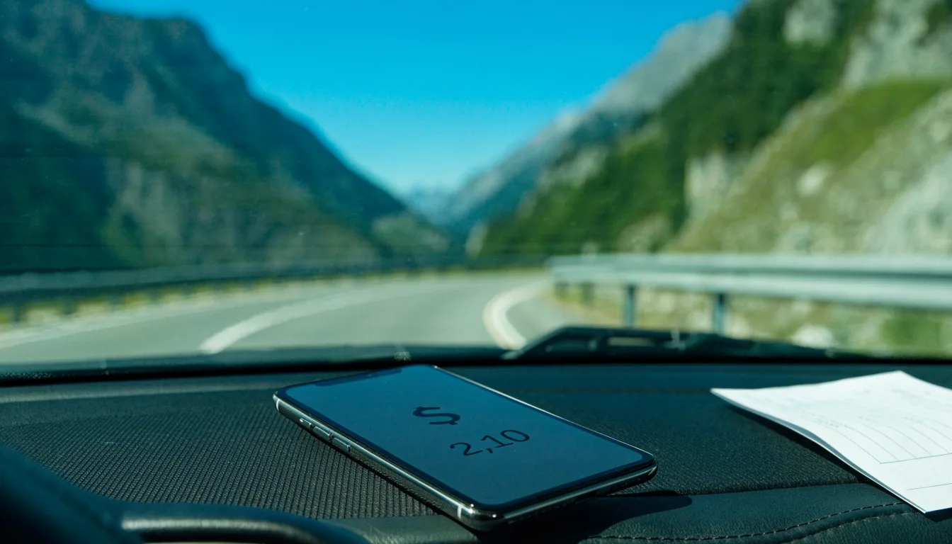 Eine Passstrasse mit Leitplanke windet sich an einem klaren Tag durch eine Berglandschaft.