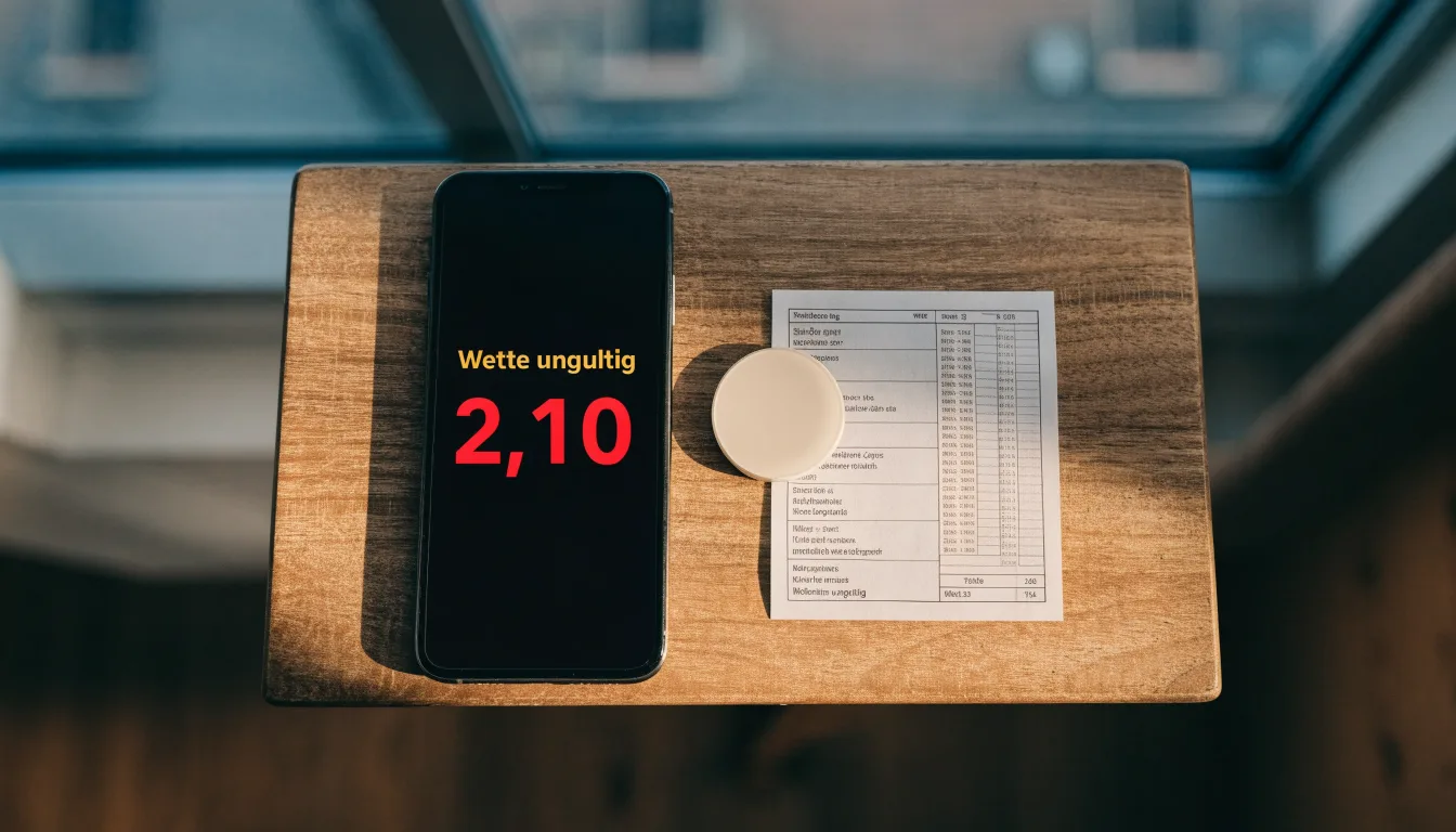Ein Smartphone liegt mit dem Display nach unten auf einem Tisch neben einer Armbanduhr, im Hintergrund ein unscharfes Fenster.